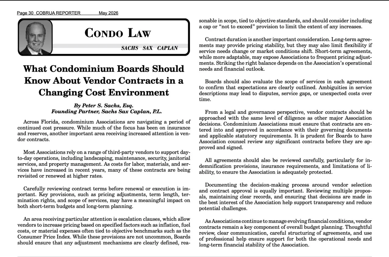 What Condominium Boards Should Know About Vendor Contracts in a Changing Cost Environment